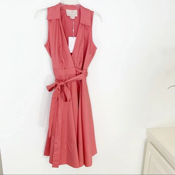 Gal Meets Glam Heather Wrap Fit & Flare Dress Pink 4 NWT - Picture 9 of 11